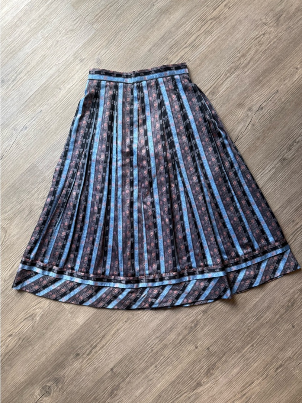 Vintage Geiger Austria Skirt 100% Cotton Striped Floral High Waist Small